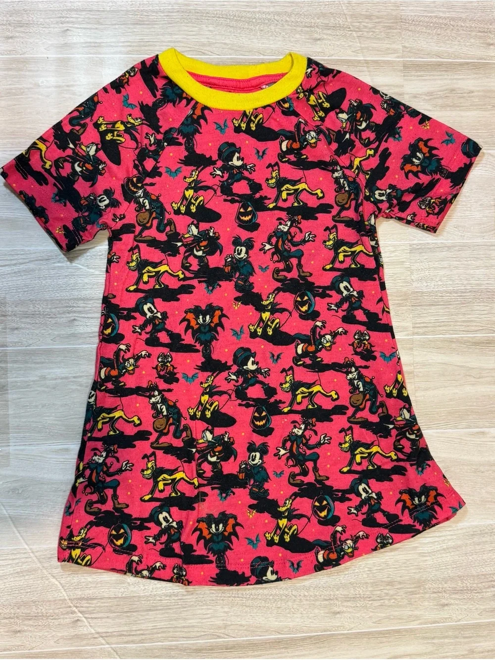 Disney Pink and Yellow Halloween Character Tee Dress